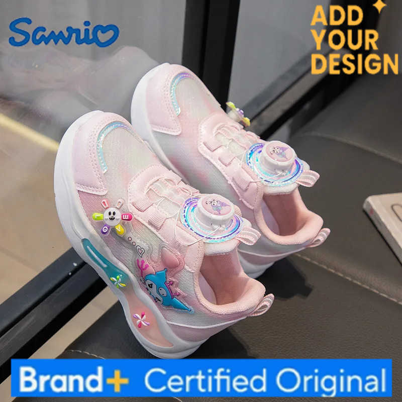 Sanrio Chidrens Autumn New Fashion Cartoon Kuromi Sports Shoes Girls Cute with Windmill Casual Shoes Rotating Button Running Sneakers H251223