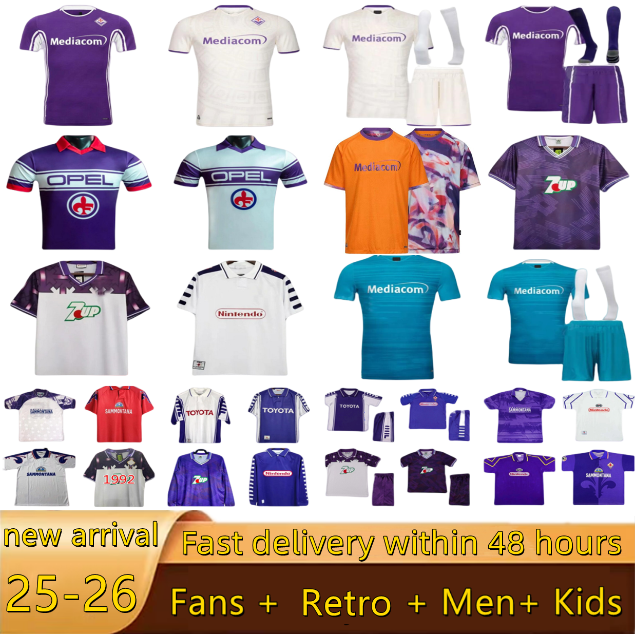 25 26 MANDRAGORA florence jersey KEAN DODO GOSENS ALBERT BELTRAN Retro 78 89 90 91 92 93 94 95 96 97 98 99 00 long sleeve BATISTUTA RUI COSTA EDMUNDO Men kids kit