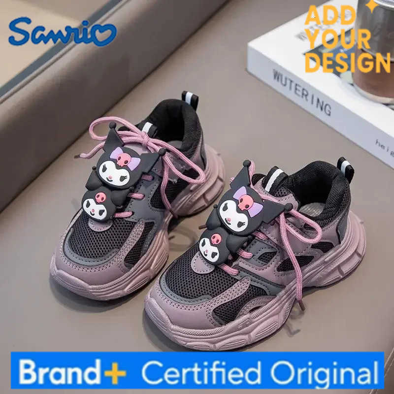 Sanrio 2025 Autumn New Children Sneakers for Girls Fashion Cute Kuromi Soft Comfortable Thick Sole Casual Light School Sports Shoes H251223