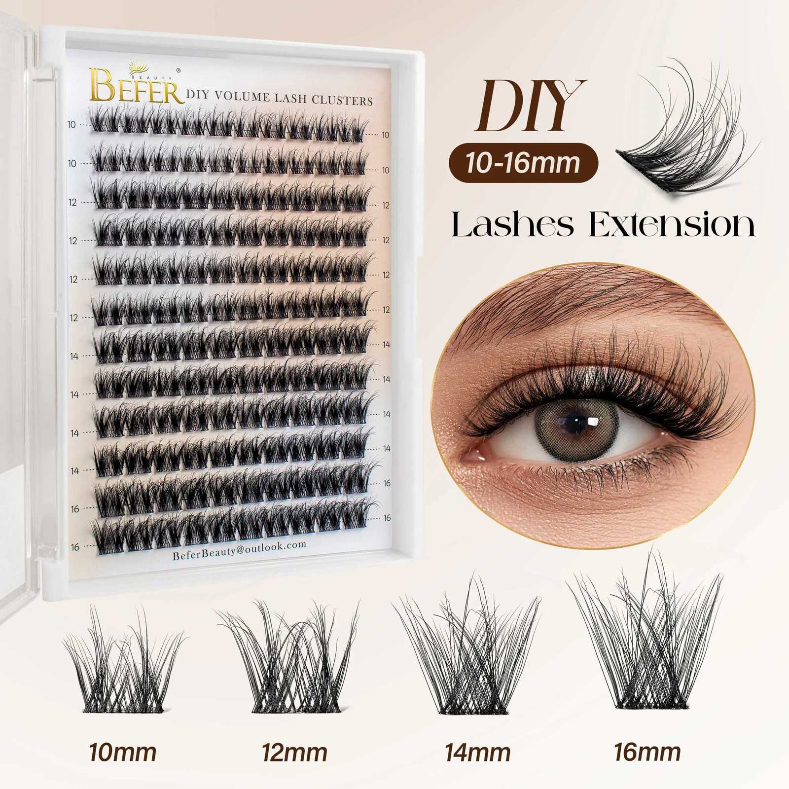 Befer 144pcs Lash Clusters 3D Natural Fluffy Cluster Lashes DIY Lash Extension 10-16mm Hight Quality Soft Super Thin Band MakeupT251223