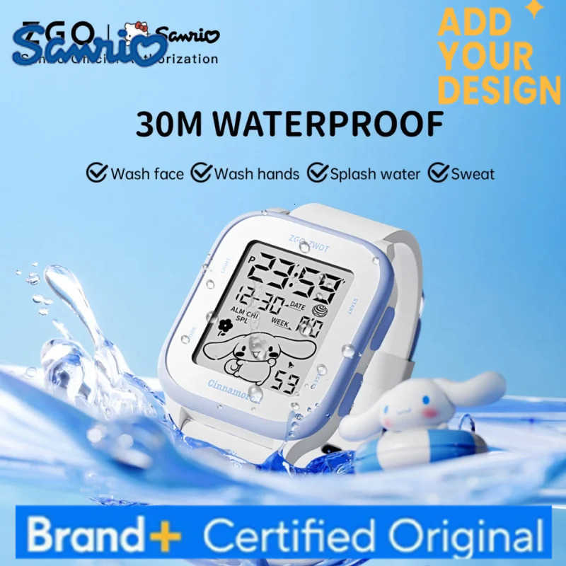 Sanrio Cinnamoroll Kids watch For girls students Cute simple style Waterproof square digital electronic watch Gift 878 H251223