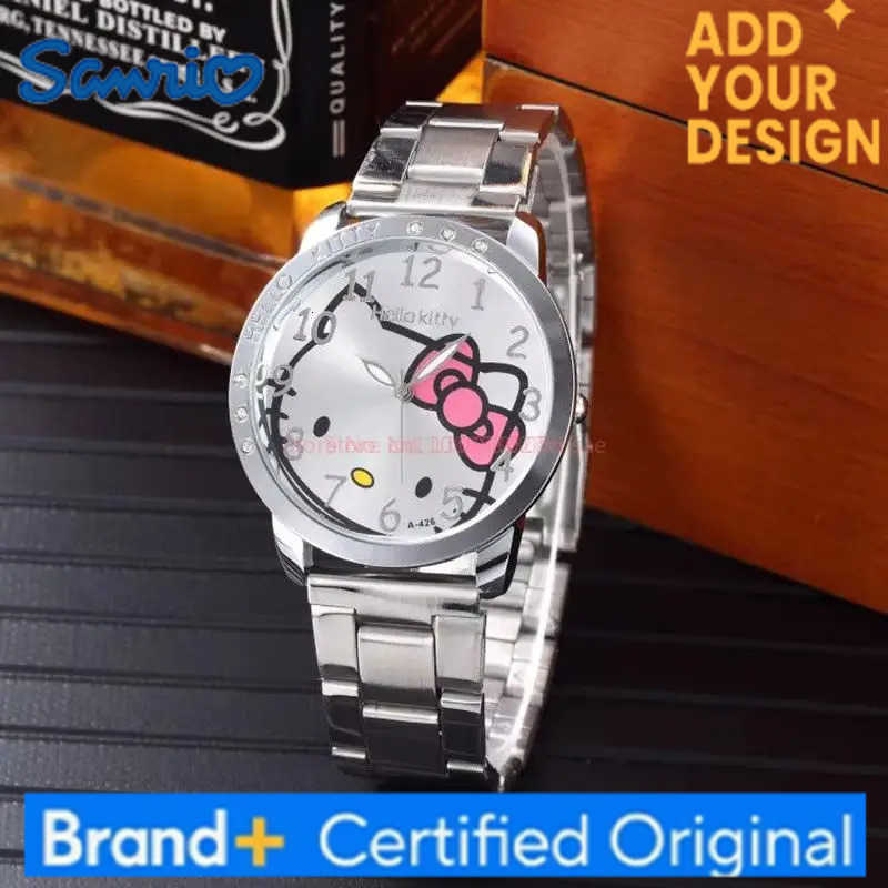 Sanrio Hot Sales Casual Simple Steel Band WomenS Watch Hello Kitty Fashion Cartoon Kawaii Quartz Watch Girls Birthday Gift H251223