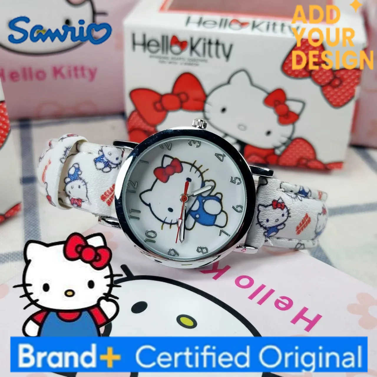 Sanrio Womens Watches hello kitty Cartoon Watch alloy watch case Quartz Wristwatches leather strap For Girls birthday gift H251223