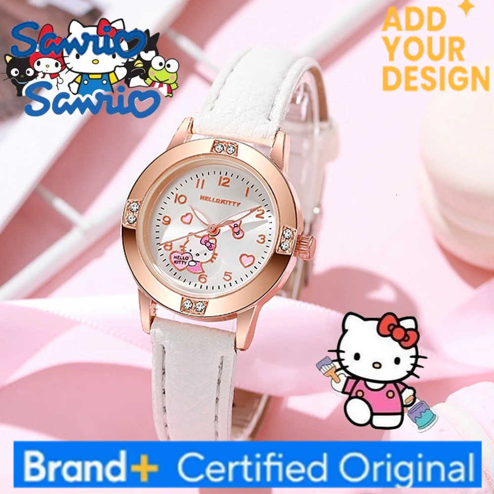 Sanrio Hello Kitty Watches Cinnamoroll Kuromi My Melody Cute Cartoon Rose Gold with Diamond Belt Watch Womens Quartz Watch H2512231