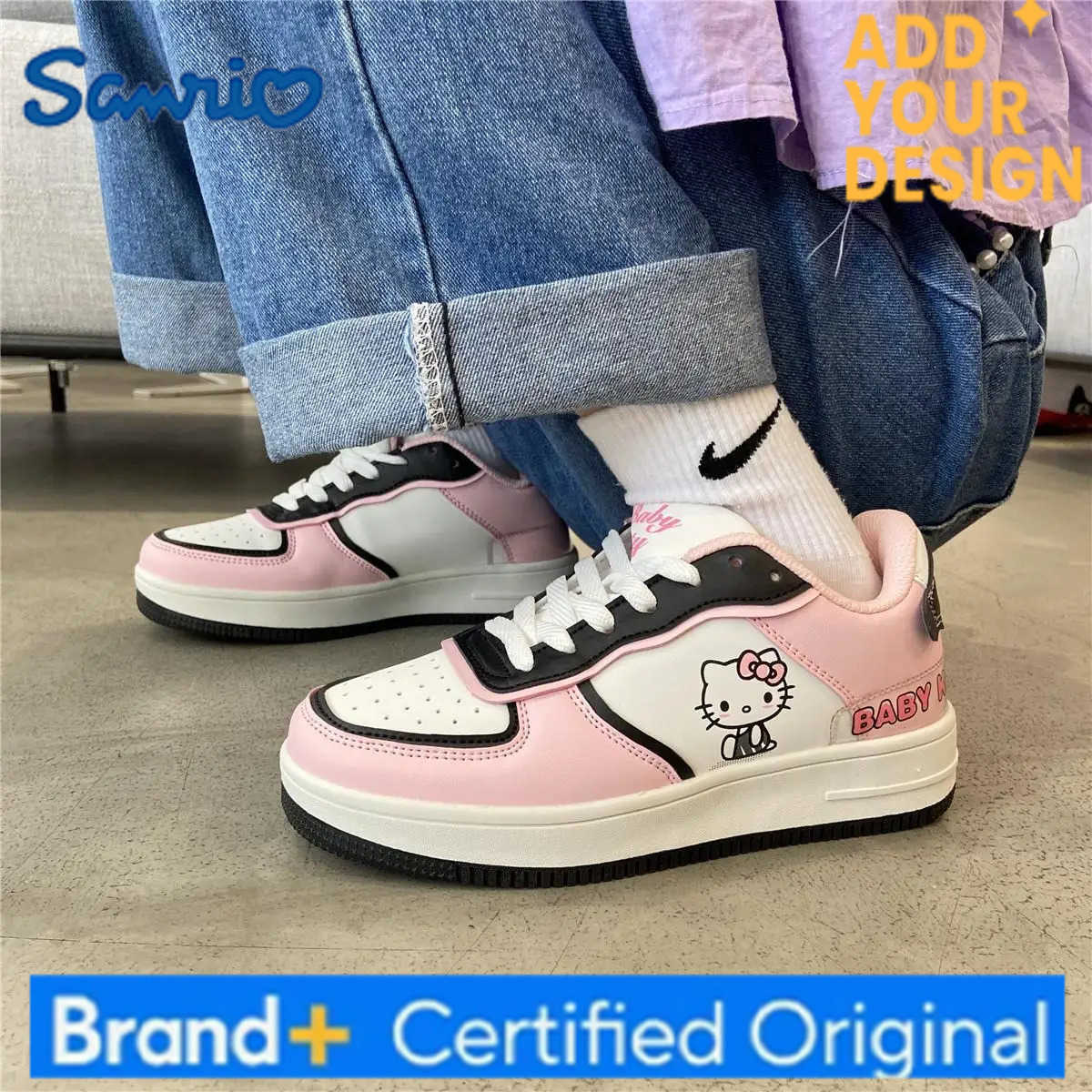 Sanrio HelloKitty Kuromi Kawaii Womens Shoes Fashion Breathable Sneaker Leather Cartoon Cute Female Sneakers H251223