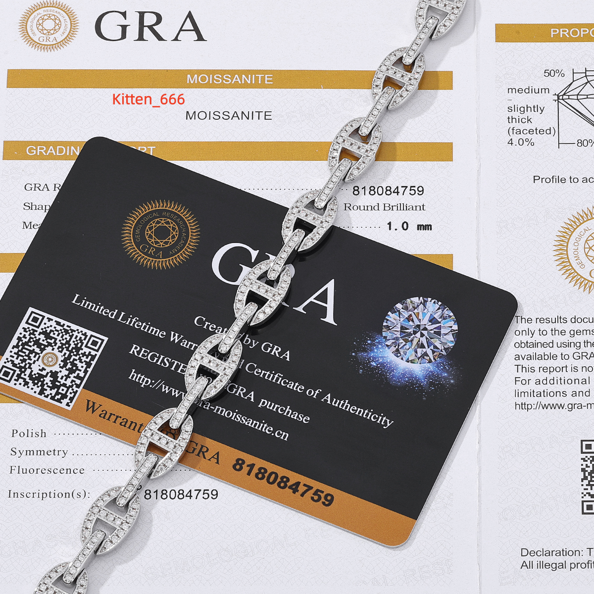 Luxury 925 Sterling Silver Pig Nose VVS Moissanite Diamond Womens Bracelet with GRA Certificate