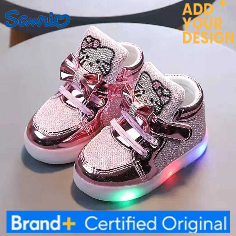 Sanrio New Disney Children Luminous Shoes Boys Girls Hello Kitty Shoes Flashing Lights Fashion Sneakers Toddler Little Kid LED Sneakers H251223