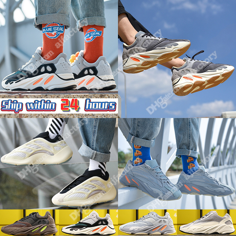 Designer YZ Men Women Outdoor Shoes Running Sneakers Black White Wave Runner Salt Dark Glow Soft Resin Sports Slippers Shoes 36-48