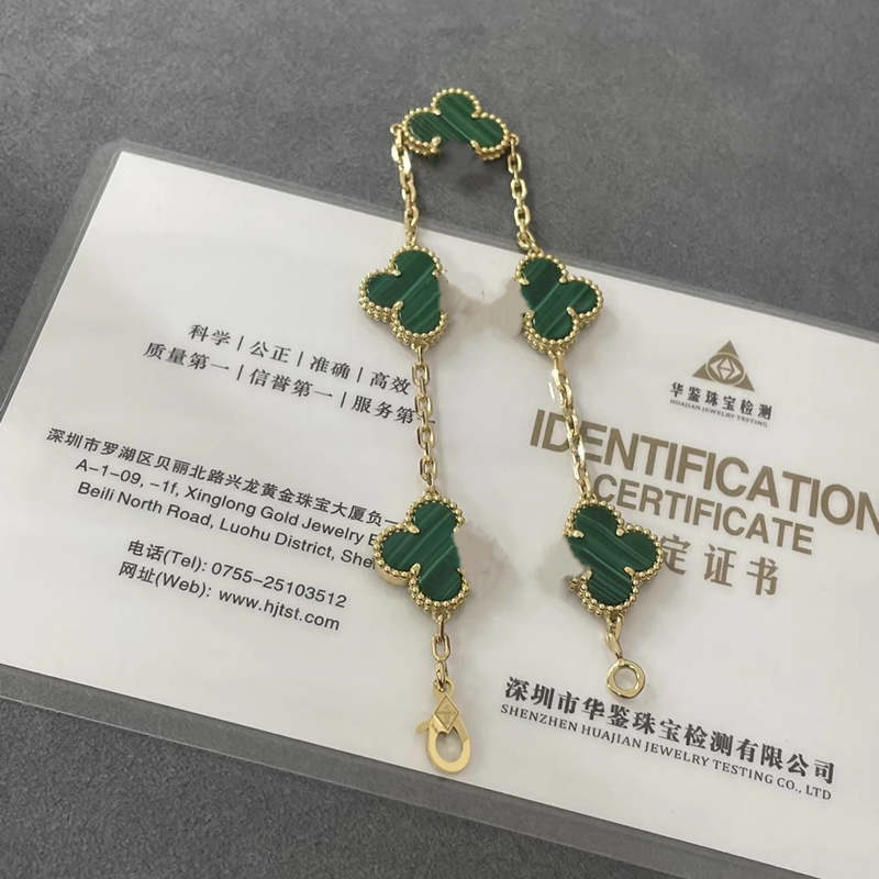 Malachite five-color bracelet 18k gold material