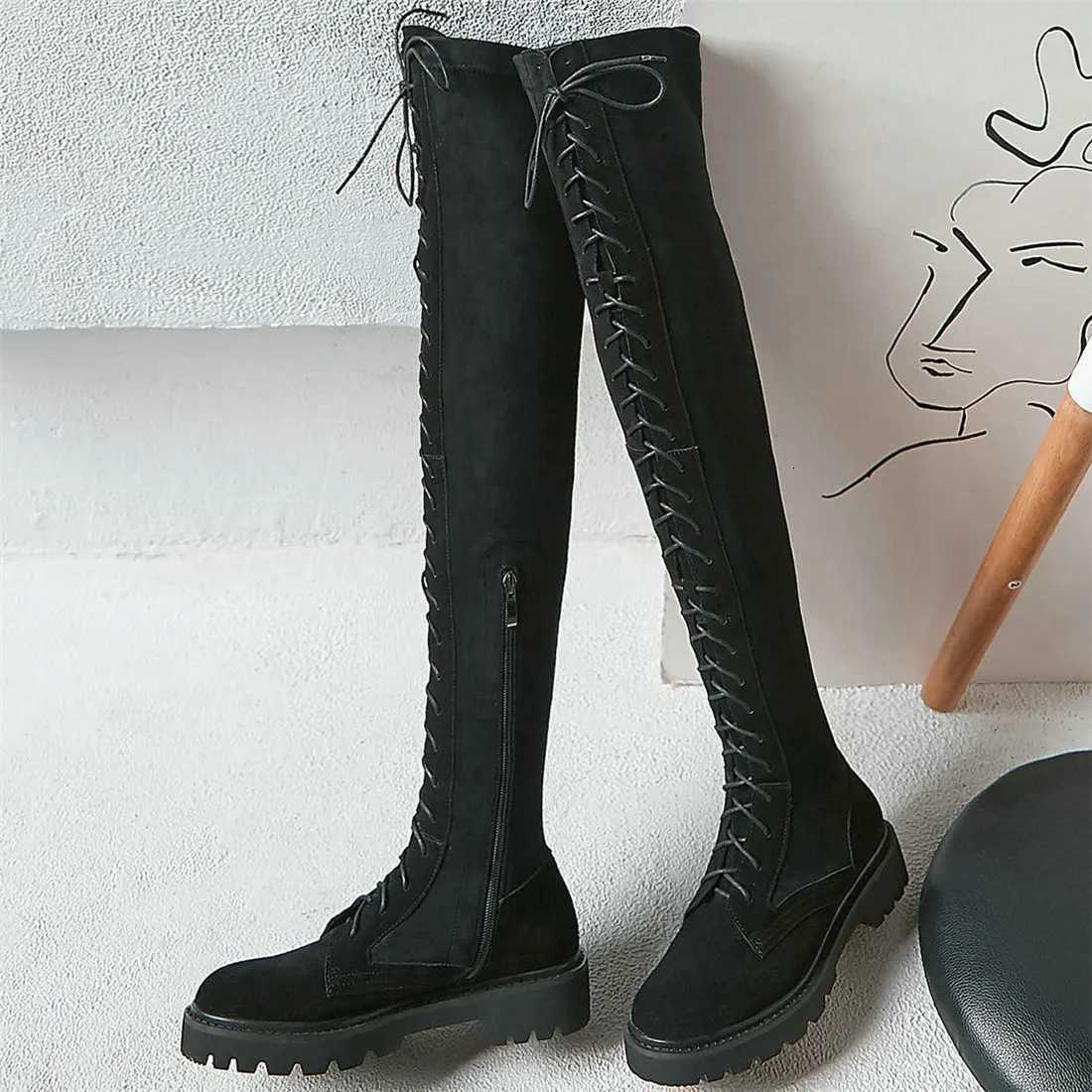 Winter Platform Pumps Shoes Women Plus Size 46 47 48 49 50 Over the Knee High Snow Boots Casual Shoes Big Size 42 43 44 45 ShoesT251223