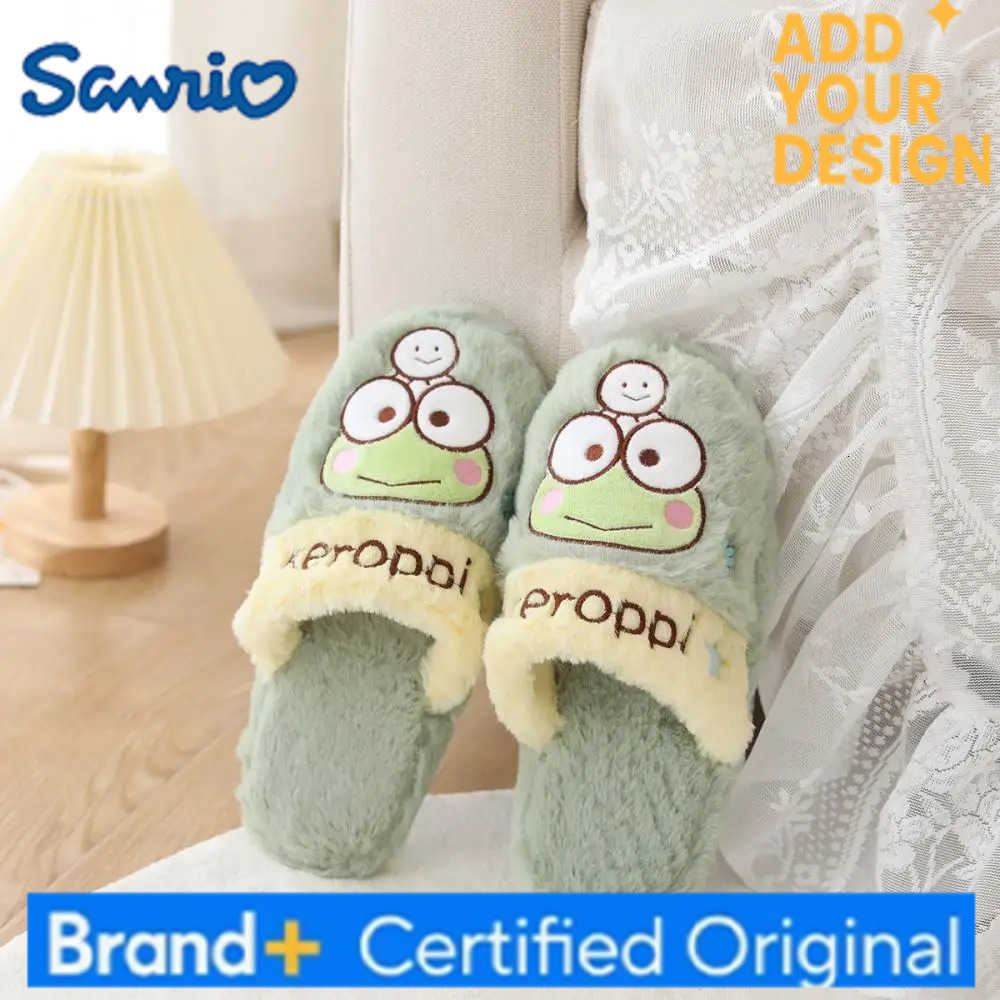 Sanrio Cute Female Kuromi Plush Slippers Anime My Melody Keep Warm Kawaii Cinnamoroll Cartoon Thicken Indoor Anti-Slip Home Slippers H251223
