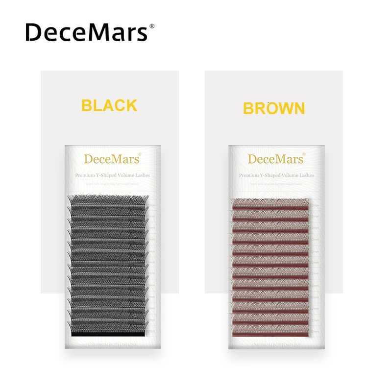 DeceMars YY Shape Black Brown Eyelashes Extensions Two Tip Lashes C/D Curl High Quality IdividualT251223