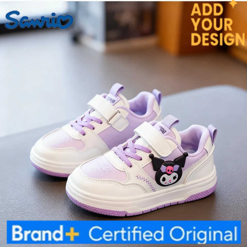 Sanrio KidsCasual Shoes Sneakers Cartoon PU Leather Spring Autumn Sports Shoes For Children Anti-slip Pink Pruple Shoes Size 22-36 H2512231