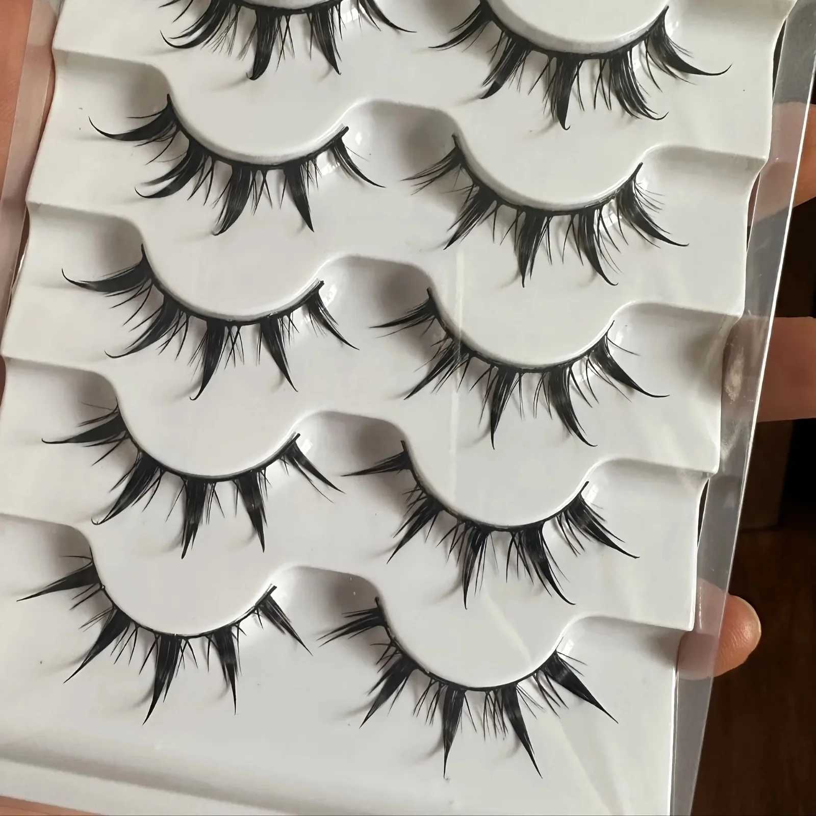 Anime-Inspired False Eyelashes 5 Pairs Comic Eye Cos Faux Lashes Demon Style Volumizing LengtheningT251223