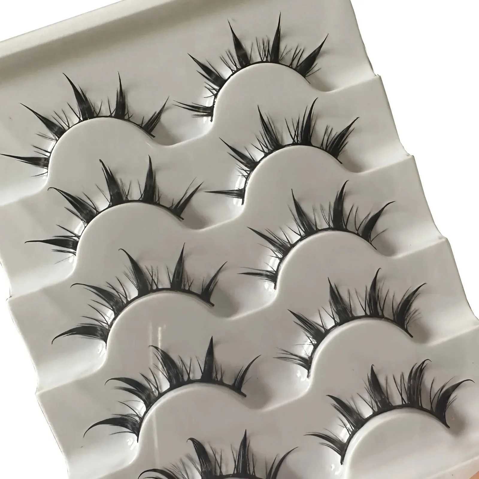 Anime-Inspired False Eyelashes 5 Pairs Comic Eye Cos Faux Lashes Demon Style Volumizing LengtheningT251223