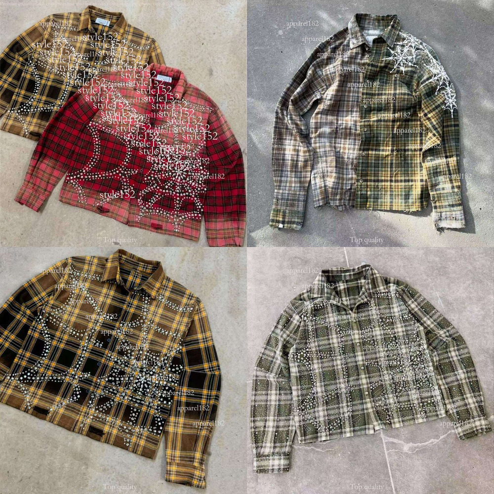 New Retro diamond plaid long-sleeved shirt high street style ihidden loose texture trendy couple casual sports lapel cardigan jacket d6