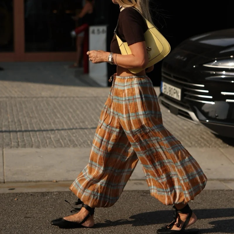 Women Baggy Balloon Pants Bubble Pleated Oversized Bloomers Wide Leg Lantern Harem Bloomer 251223