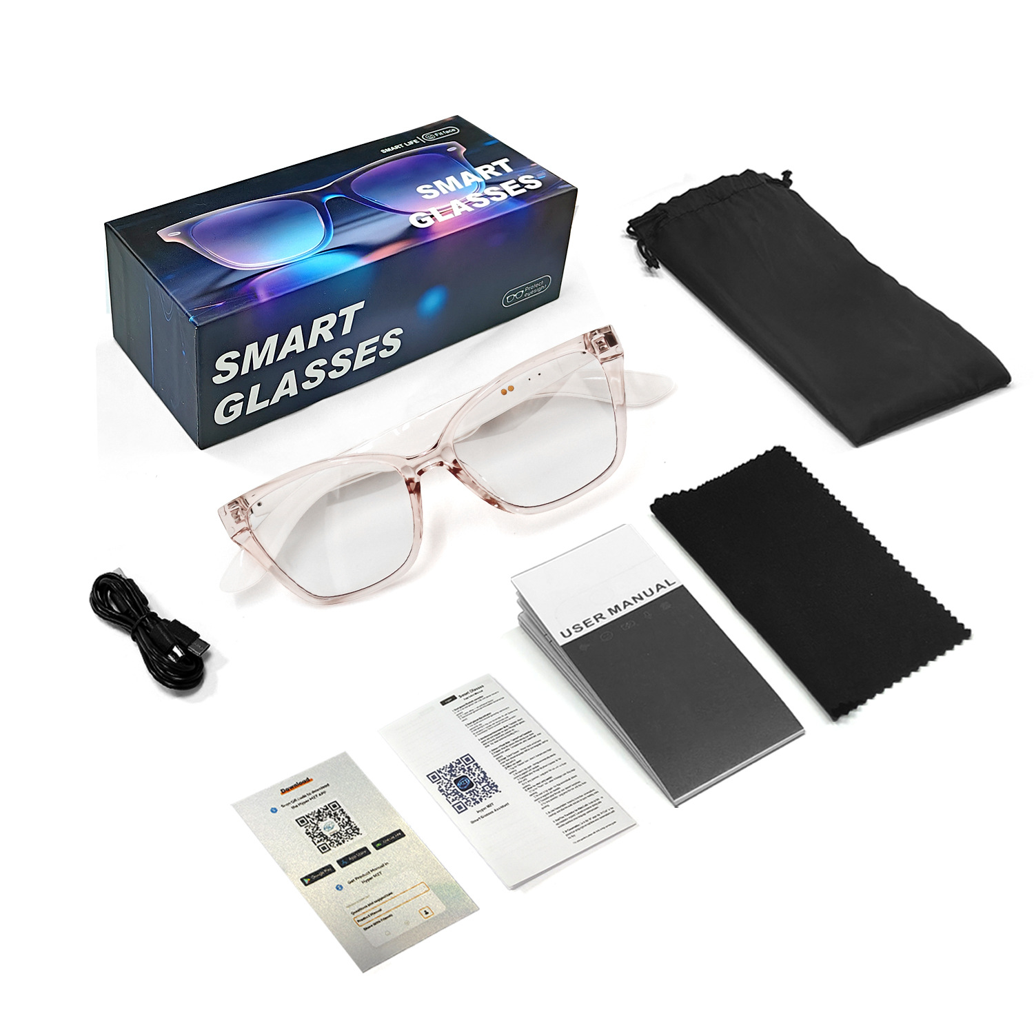 New AI Translation Bluetooth Anti Blue Light Glasses Real time Translation in Over 100 Languages Smart Glasses for Music Listening and Calls