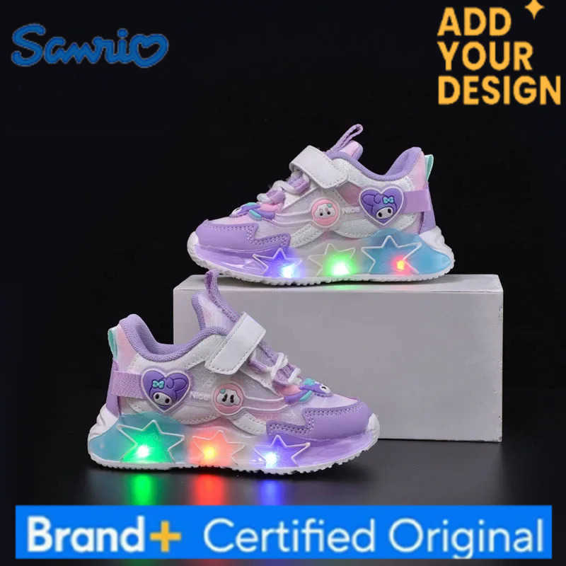 Sanrio Kuromi My Melody Childrens Led Light Sneakers Kawaii Cartoon Fashion Girls Casual Shoes Kids Antislip Sports Running Shoe H251223