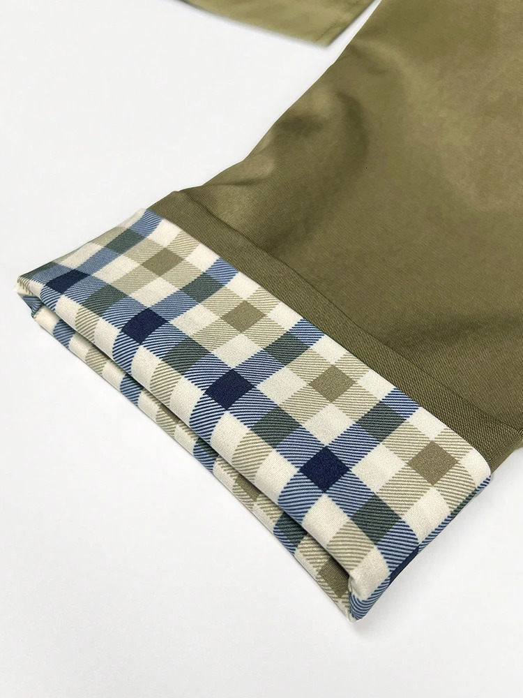 In Plaid Lining Solid Trench Coat Woman Clothing Single Breasted Long Sleeve Jacket Spring Autumn Lady Outwear 251222