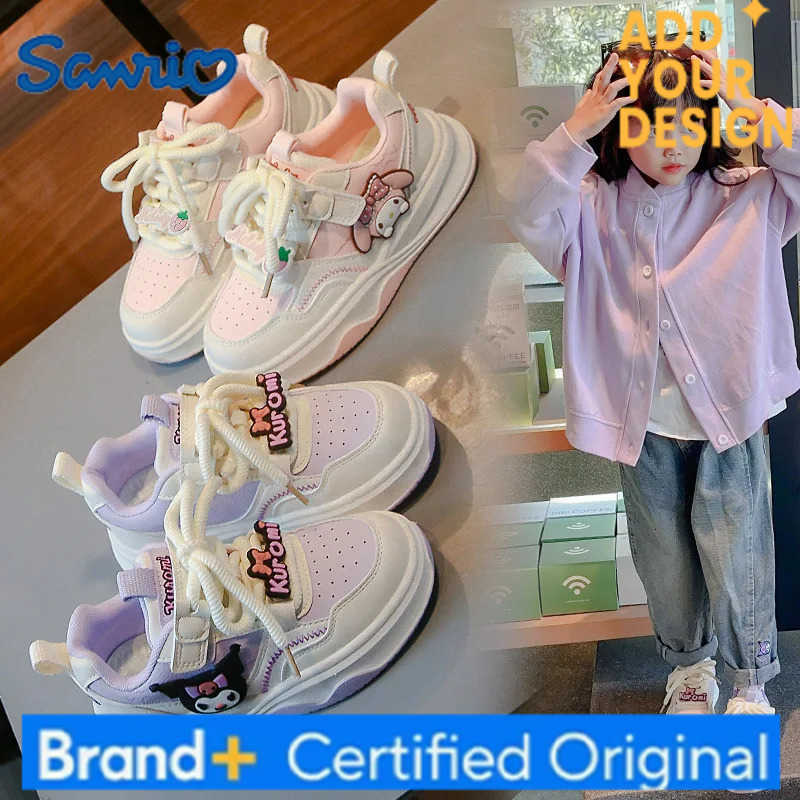 Sanrio Childrens Cute Melody Casual Board Shoes Girls Cartoon Sneakers Spring and Autumn New Kawaii Kuromi Anti Slip Soft Sole Shoes H251223
