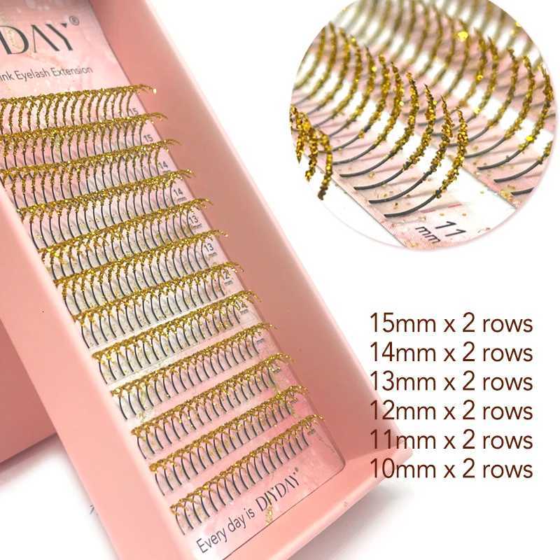 DIYDAY Mixed Glitter Colored Eyelashes Individual Premade Russian Volume Fans Glitter Lashes Extension Wholesale for HalloweenT251223