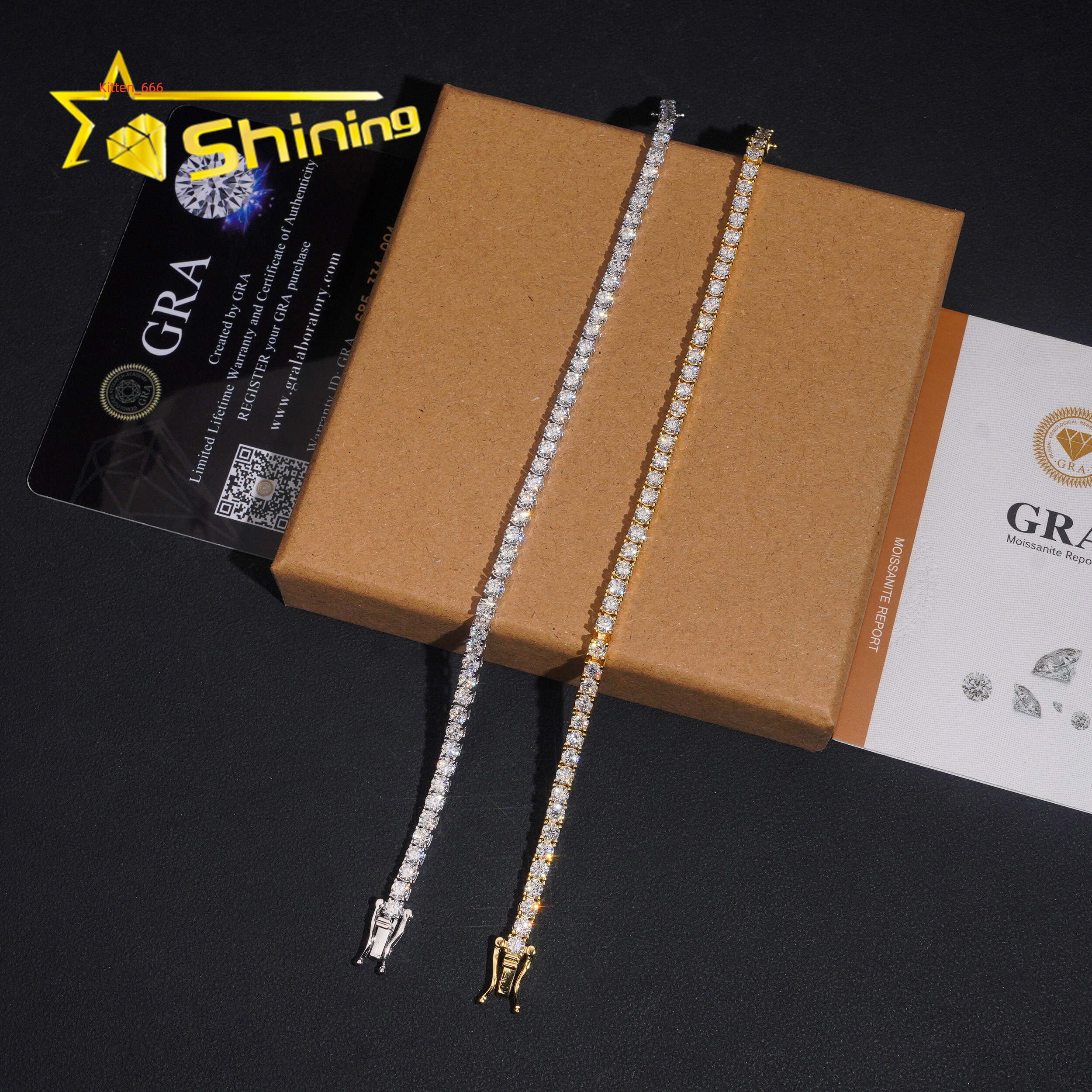 USA Warehouse Local Stock 3mm Tennis Bracelet 925 Solid Silver Hip Hop Iced Out GRA Moissanite Diamond Sparkling Tennis Bracelet