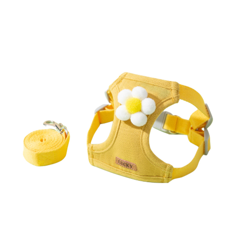 Teddy Small Dog Cat Vest Harness Leash with Reflective Stripes and Cute 3D Accessories for Walking Safety