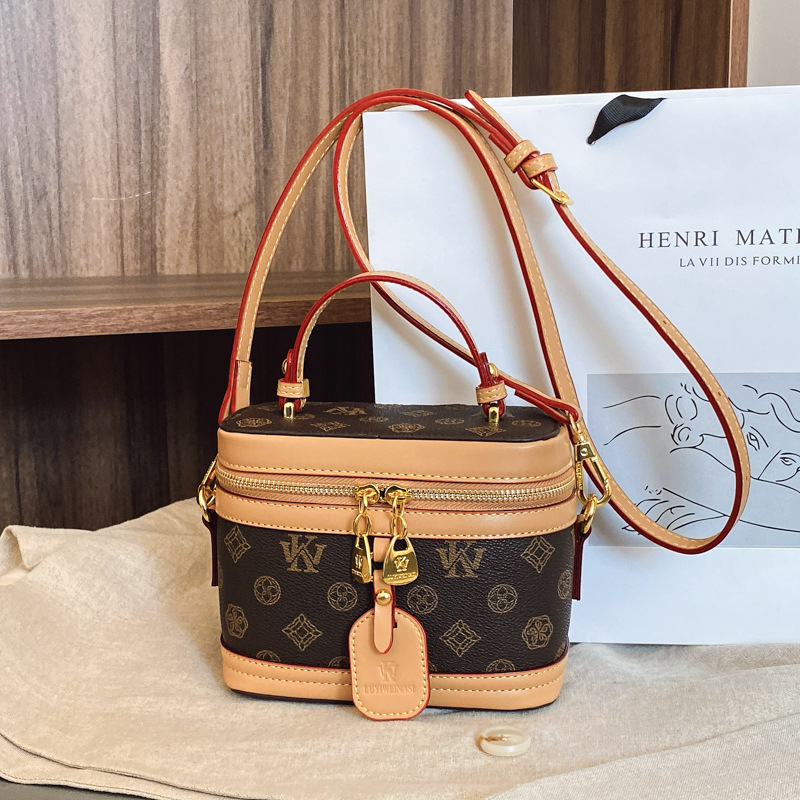 WK Cross-border high-end small square bag women's 2025 new retro printed box bag versatile shoulder bag oblique span bag women