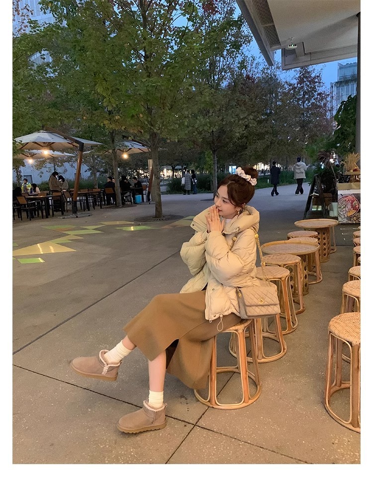 Autumn and winter new mid waist stitched snow boots designer fashion shoes