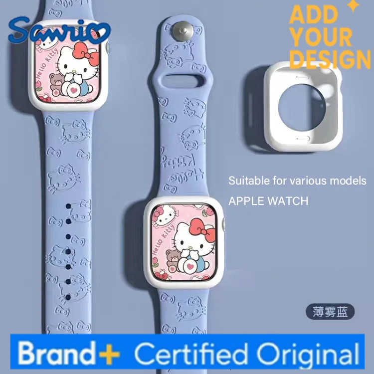 Sanrio Series Hello Kitty3D Engraving Printing Multicolor Kawaii Apple Silicone Replacement Watch Band Dial 2024 New Hot Sales H251223