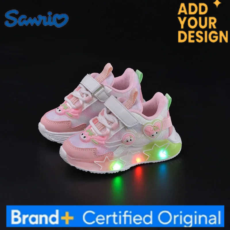Sanrio Kuromi My Melody Childrens Led Light Sneakers Kawaii Cartoon Fashion Girls Casual Shoes Kids Antislip Sports Running Shoe H251223