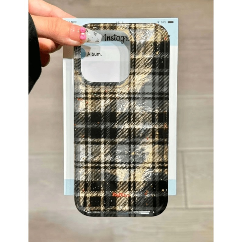 Black and White Checkered Pattern Compatible with iPhone 16 Pro Max Glacier 15 Phone Case 14 Plaid Apple 13 Shockproof 12