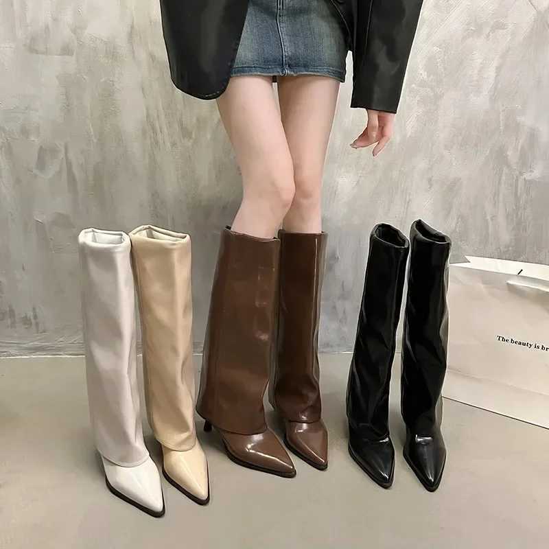 New Western Cowboy Boots Women Fashion Slip-On Long Pipe Boots Female Sexy Thin High Heel Trend Knee High Botas 2025T251223