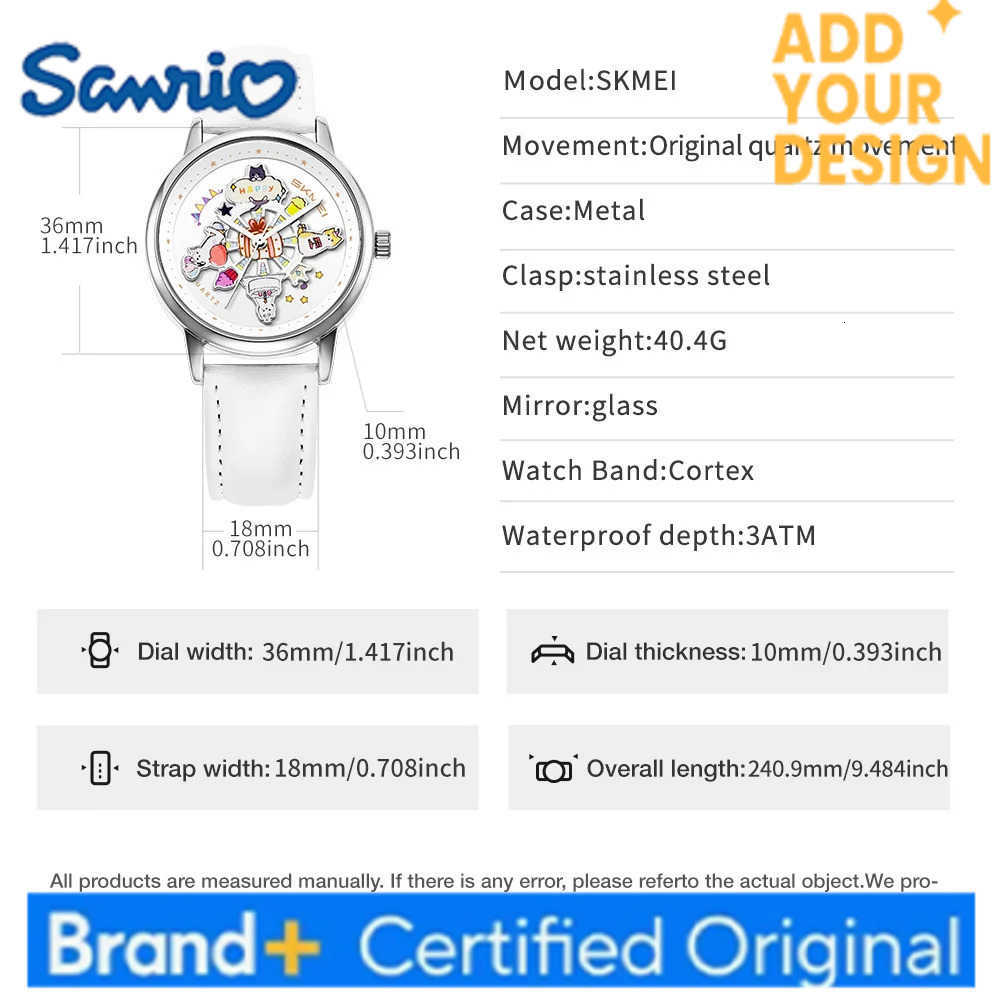 Sanrio SKMEI Fashion Cartoon Watch Cute Cat Quartz Womens Watch Rotate The Dial Student Luminous Waterproof For Girls Students Gift H251223