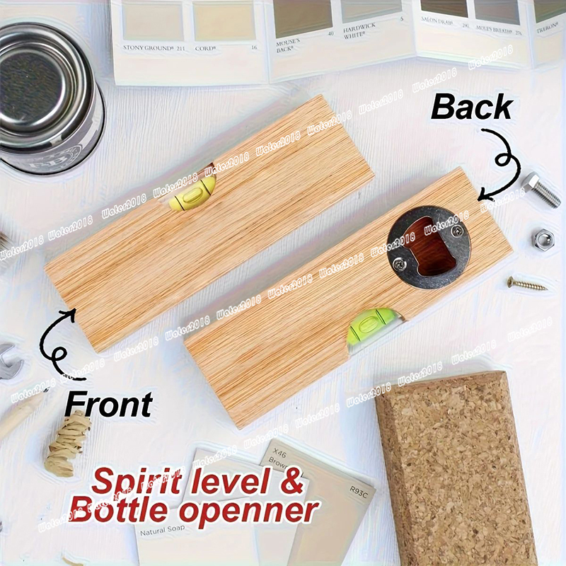 Wooden Bottle Opener Spirit Level With Opener Function 2 in 1 Bottle Opener For Kitchen Construction Bar 15 x 4.8*2CM
