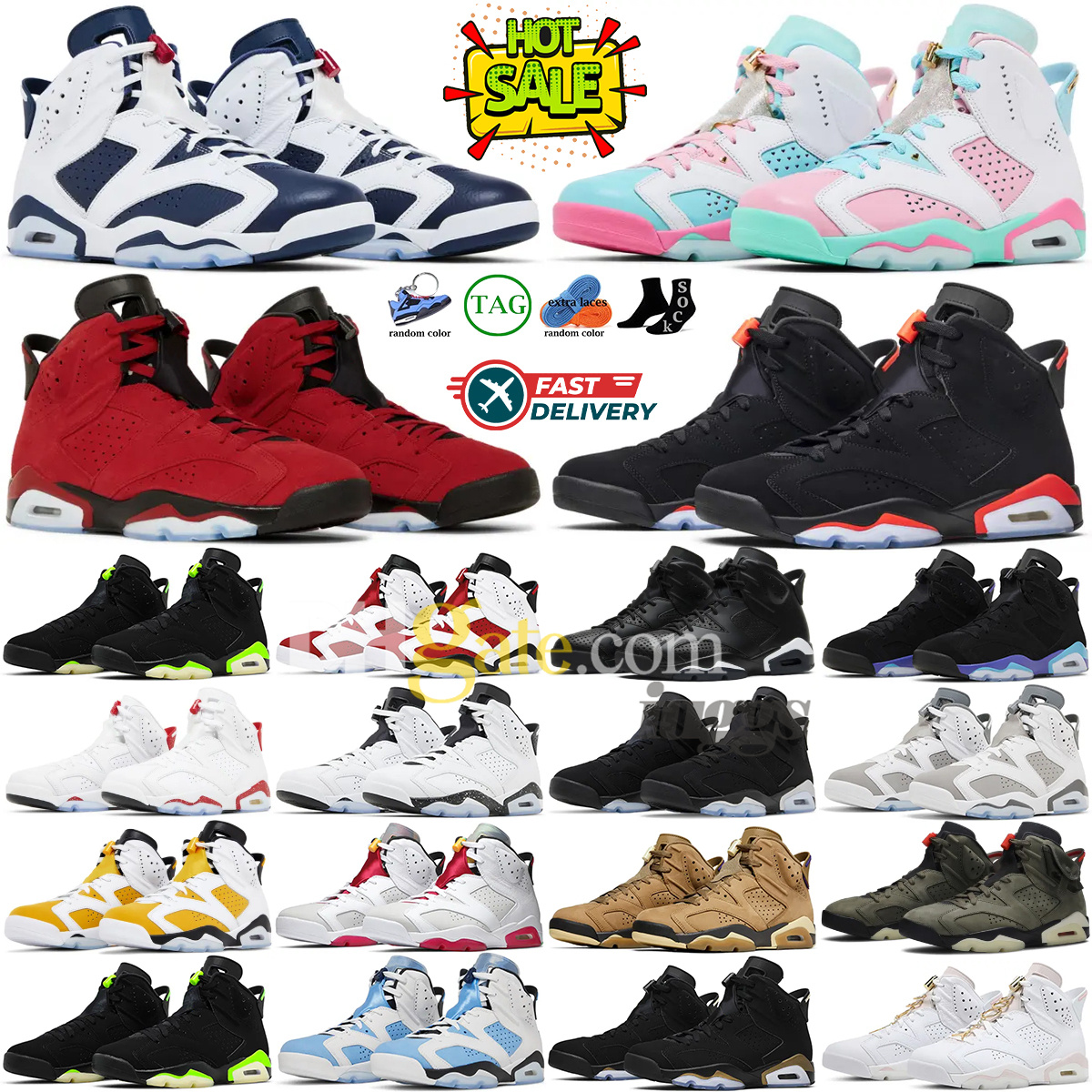 6s 6 Men Basketball Shoes Aqua Toro Bravo Cool Grey UNC Georgetown Midnight Navy Red Oreo University Blue British Khaki Yellow Ochre Sneakers size 40-47