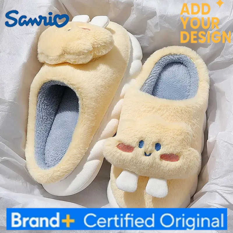Sanrio Kids Slippers House Shoes Hello Kitty Winter Shoes For Girls Soft Bottom Warm Anti-slip Warm Blue Pruple Shoes Size 26-41 H251223