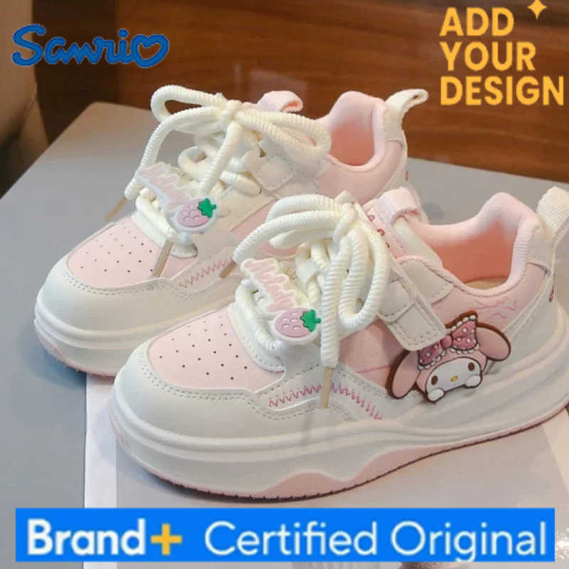 Sanrio Childrens Cute Melody Casual Board Shoes Girls Cartoon Sneakers Spring and Autumn New Kawaii Kuromi Anti Slip Soft Sole Shoes H25122311