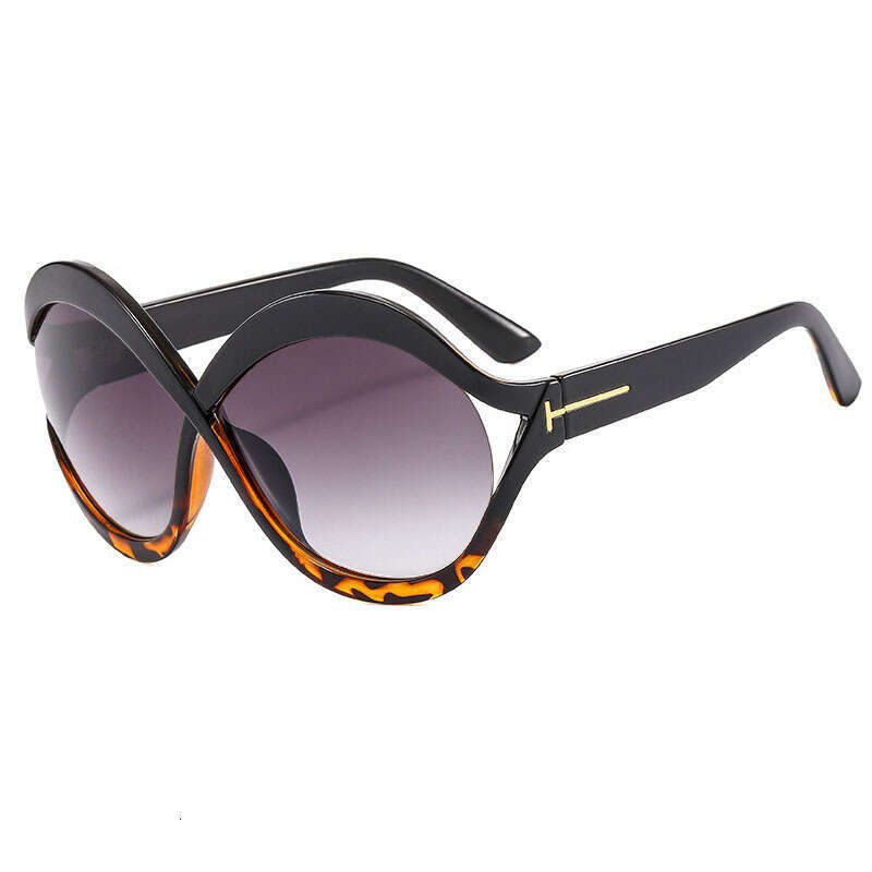 Ins Oversized Round Sunglasses Women Cross Frame Hollow UV400 Sunscreen European American