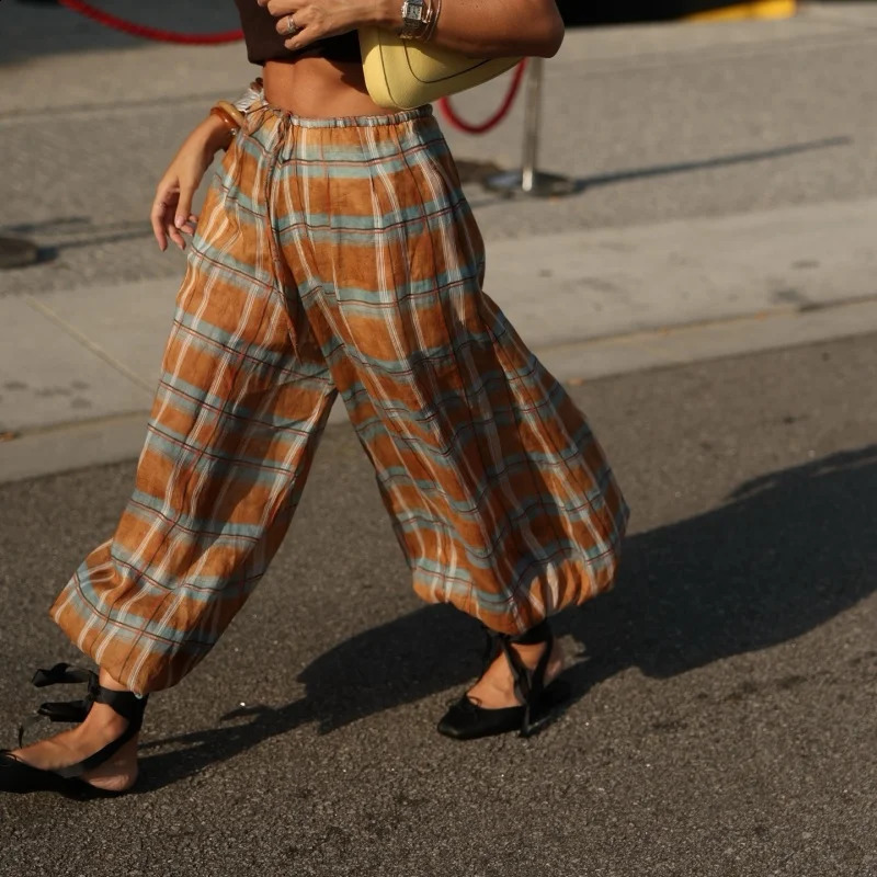 Women Baggy Balloon Pants Bubble Pleated Oversized Bloomers Wide Leg Lantern Harem Bloomer 251223