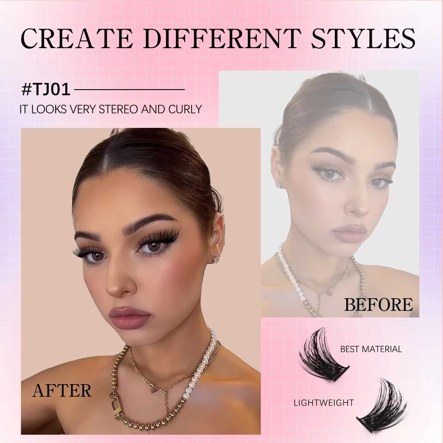 GROINNEYA DIY Lash Clusters Kit Individual False Eyelashes Wispy Cluster Mink Lashes Extension with Lash Bond and Seal MakeupT251223
