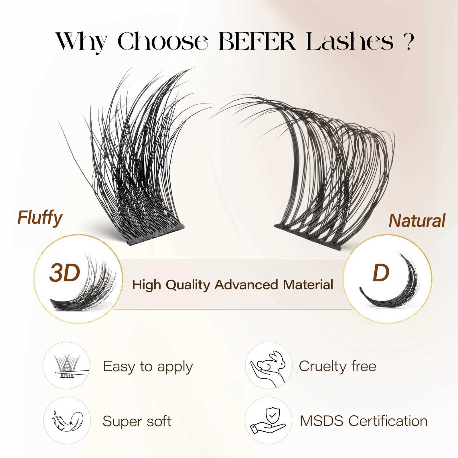 Befer 144pcs Lash Clusters 3D Natural Fluffy Cluster Lashes DIY Lash Extension 10-16mm Hight Quality Soft Super Thin Band MakeupT251223