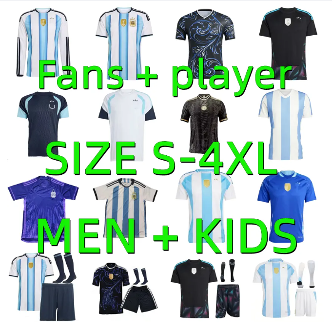 2025 Argentina Soccer Jerseys 22 23 24 25 26 GARNACHO ENZO J.ALVAREZ Player Version MAC ALLISTER DYBALA DI MARIA MARTINEZ DE PAUL MARADONA Men KIDS kits Football Shirt