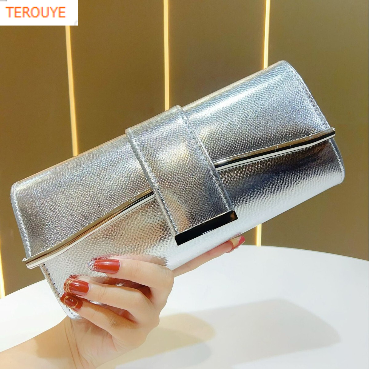 TREOUYE Autumn New Women's Wallet Simple Trendy Handbag Card Bag Evening Dress Bag Fashionable Light Luxury Elegant Bag