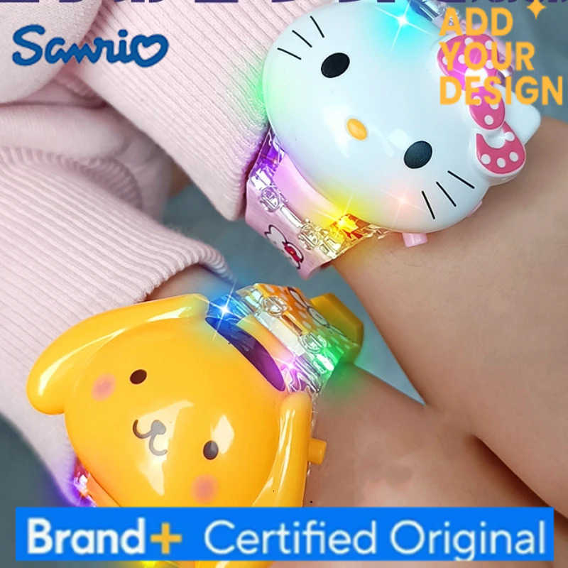 Sanrio Kuromi My Melody Kawaii Lighting Music Flip Watch Luminescent Electron Toys Creative Jewelry A Birthday Gift for Girl Boy H2512231