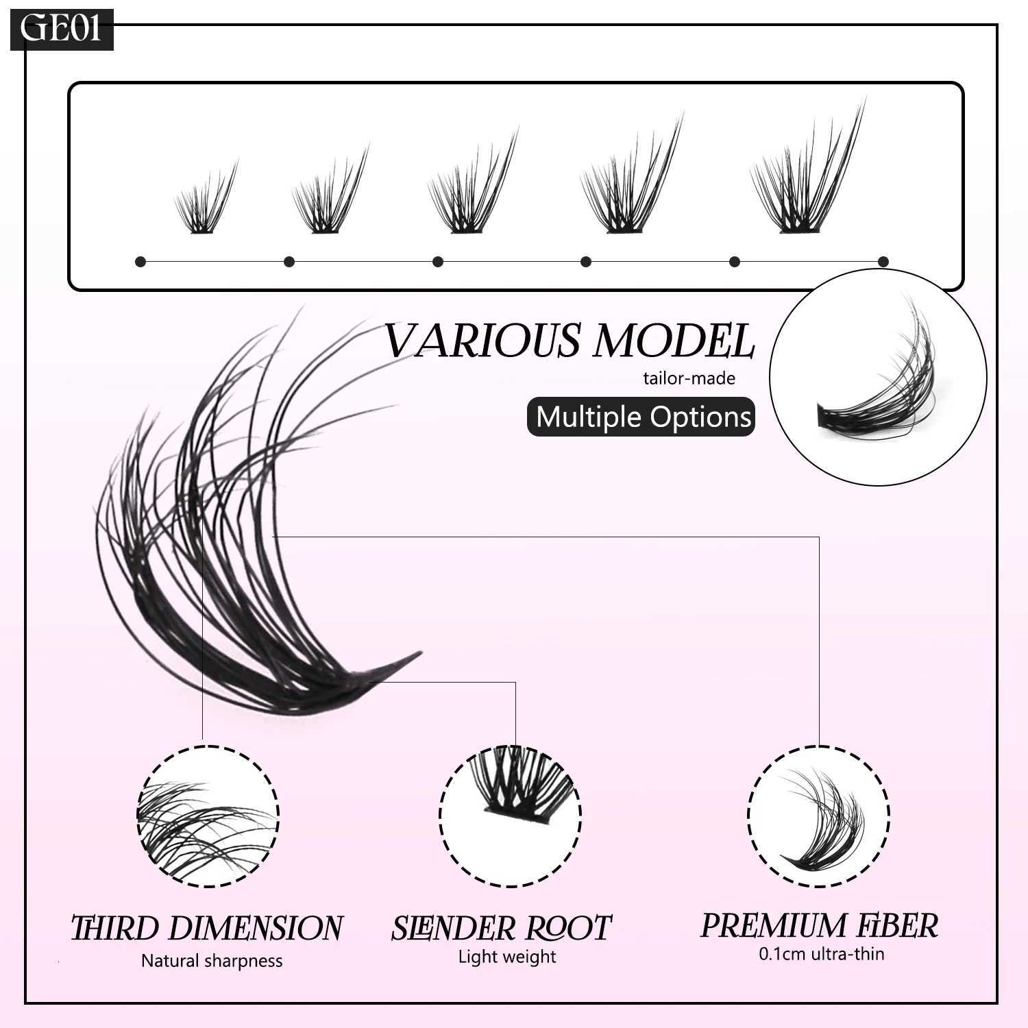 GROINNEYA Lashes Cluster Kit Cat Lashes DIY Lash Extension Kit Lash Bond Seal Eyelash Clusters Set MakeupT251223