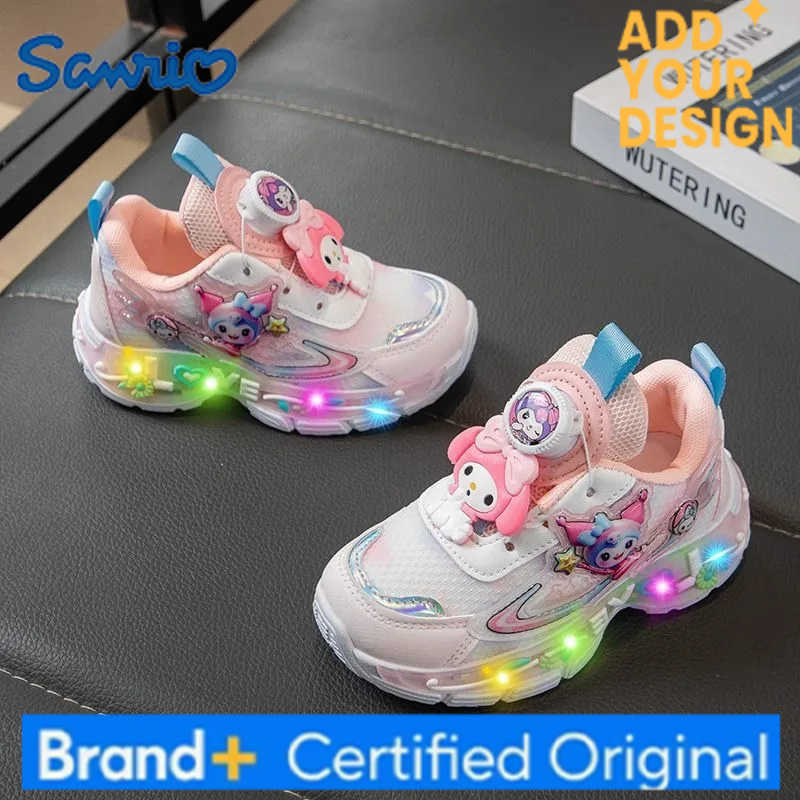 Sanrio Lovely My Melody Kawaii Illuminated Sports Shoes Breathable Kuromi Campus Princess Sneakers Fashion Gift for Kids H251223