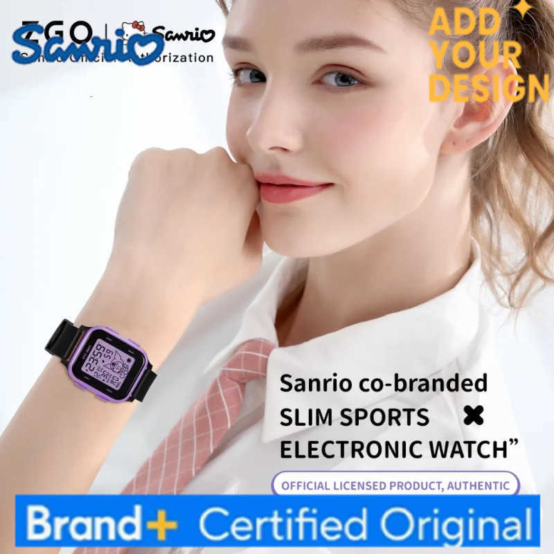 Sanrio Kuromi Kids digital watch For girls Square Sporty Waterproof Electronic watch Alarm clock Gift 878 H251223