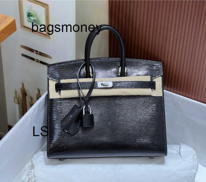 Designer bag Handmade Lizard Leathe h Women Handbag 20cm Handmade bag Black Sliver Buckle HCP Imported Lizard Skin Single Shoulder Crossbody LSm99OA